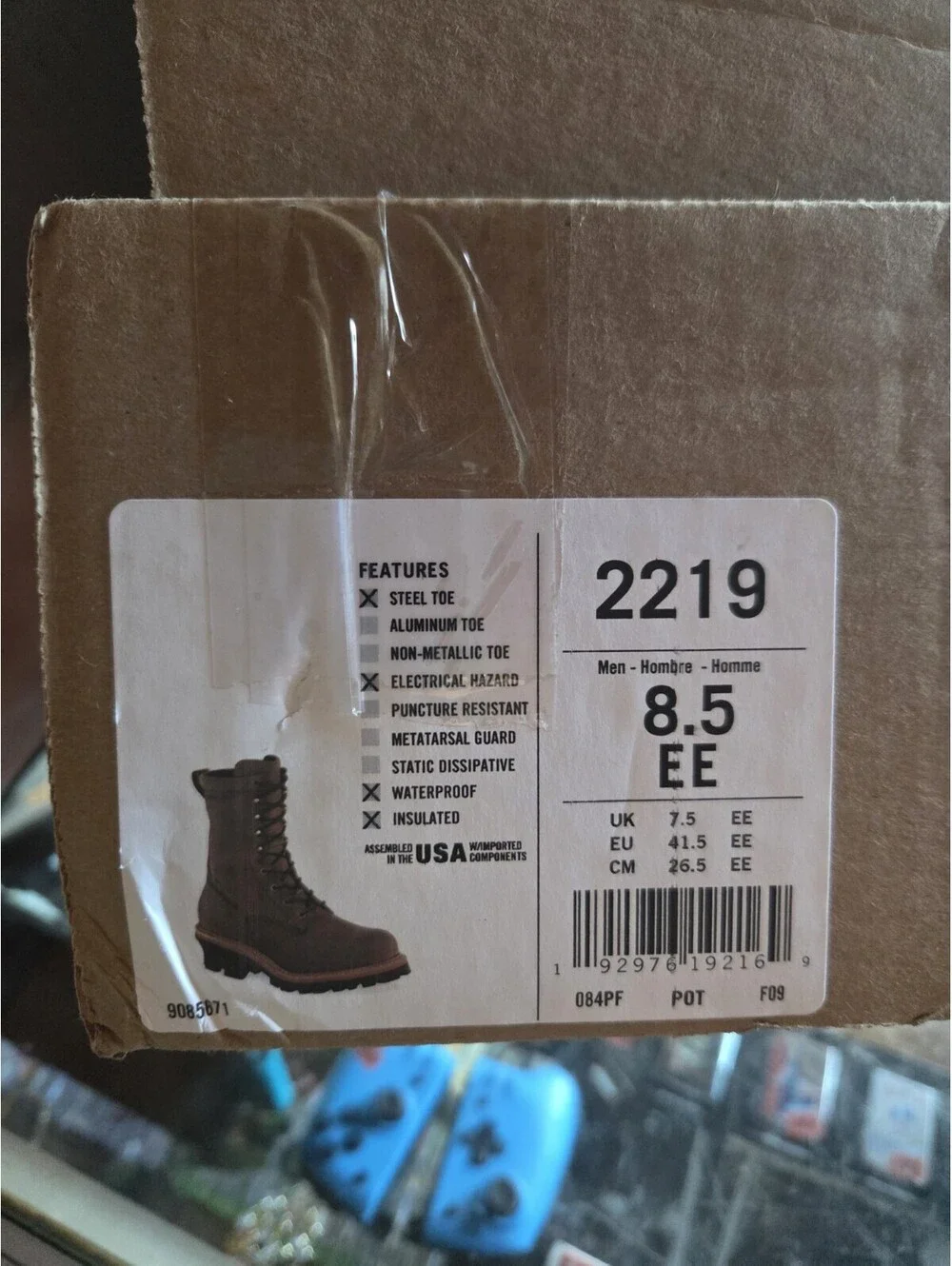Red Wings 2219 MEN'S 8.5-INCH INSULATED, WATERPROOF SAFETY TOE LOGGER BOOT NIB